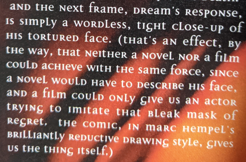 sandman page White text on black and orange back ground